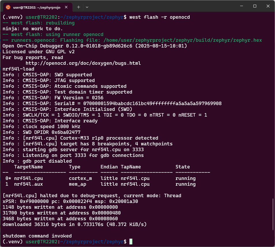 west flash -r openocd